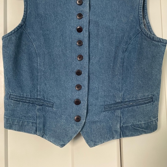 Vintage denim vest with black velvet color - size 4 - Picture 3 of 5